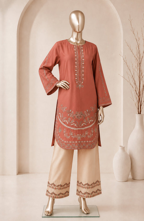 Dur e Hawa by Amna Khadija Embroidered Cotton Lawn Stitched 2 Piece Suit - AKPDH-UG-34-B - AKP26HWD - Rust - Summer Collection