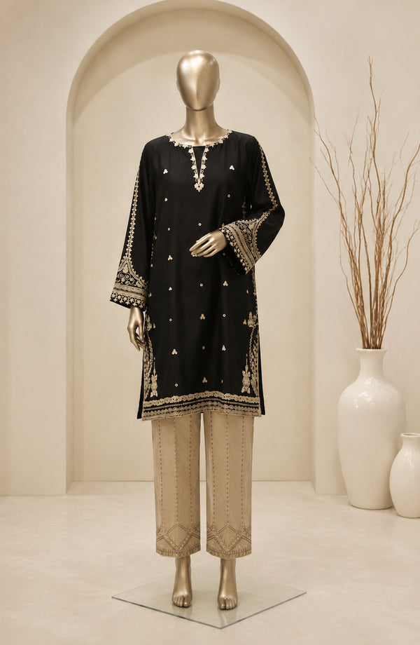 Dur e Hawa by Amna Khadija Embroidered Cotton Lawn Stitched 2 Piece Suit - AKPDH-UG-43-B - AKP26HWD - Black - Summer Collection