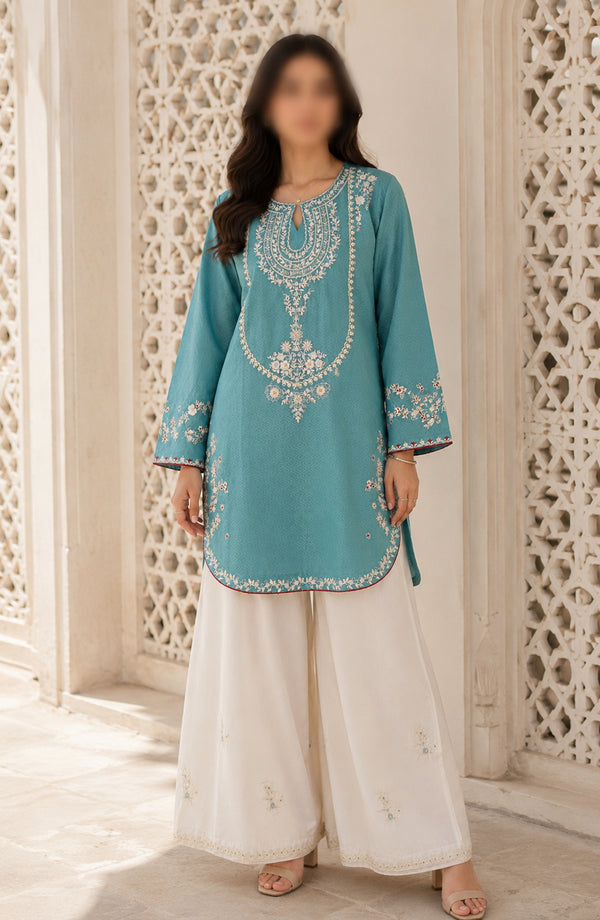 Dur e Hawa by Amna Khadija Embroidered Cotton Stitched 2 Piece Suit - AKPDH-01 - AKP26AKDH - Ferozi - Summer Collection