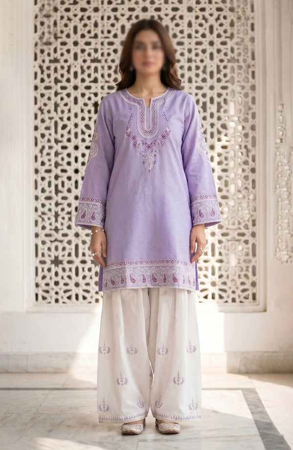 Dur e Hawa by Amna Khadija Embroidered Cotton Stitched 2 Piece Suit - AKPDH-03 - AKP26AKDH - Purple - Summer Collection