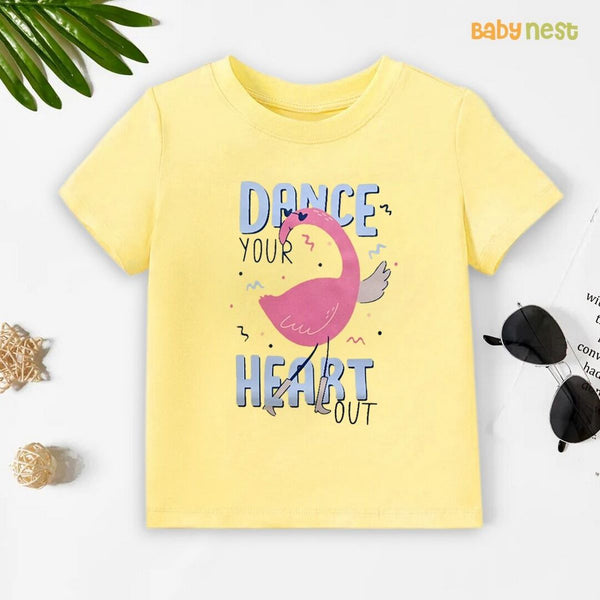 Baby Nest T-Shirts For Kids Easyclean - Water Repellent & Stain Resistant T-Shirt - SBT-356-D1 - Dance Your Heart Out - Yellow