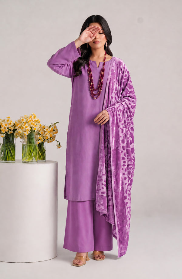 Eclat De Lilas Palachio Moonlight Unstitched 3 Piece Suit - AKED-02 - AM26EDP - Purple - Winter Collection