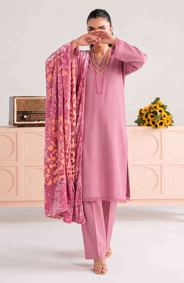 Eclat De Lilas Palachio Moonlight Unstitched 3 Piece Suit - AKED-03 - AM26EDP - Pink - Winter Collection