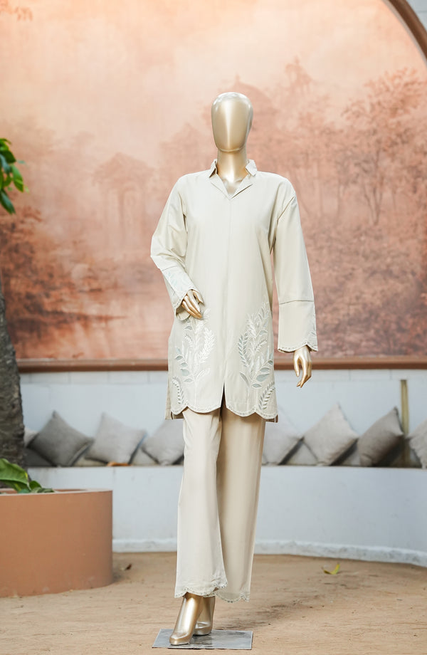 Einka by Amna Khadija Embroidered Cotton Stitched 2 Piece Suit - AKPEK-02 - AKP26KEN - Light Beige - Summer Collection