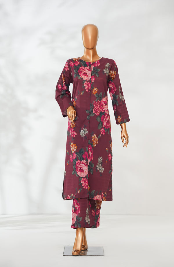 Ethnic Prints by Amna Khadija Printed Bana Dora Stitched 2 Piece Suit - AKEP-01 - AKP26ETH - Maroon - Spring Summer Collection