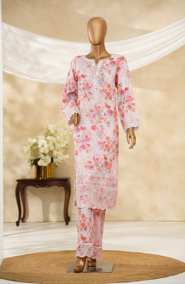 Floral Hours by Amna Khadija Digital Print & Embroidered Chikankari Cotton Stitched 2 Piece Suit - FHEC-10 - AM25FLRH - Pink - Casual Collection