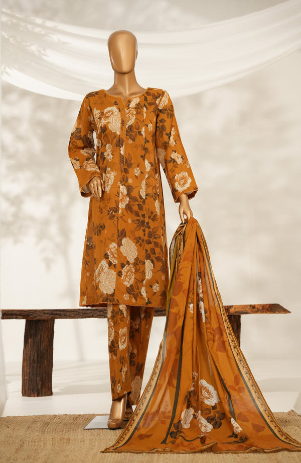 Florenza by Amna Khadija Printed Lawn Stitched 3 Piece Suit - AKF-01 - AM25FLZ - Orange - Summer Collection