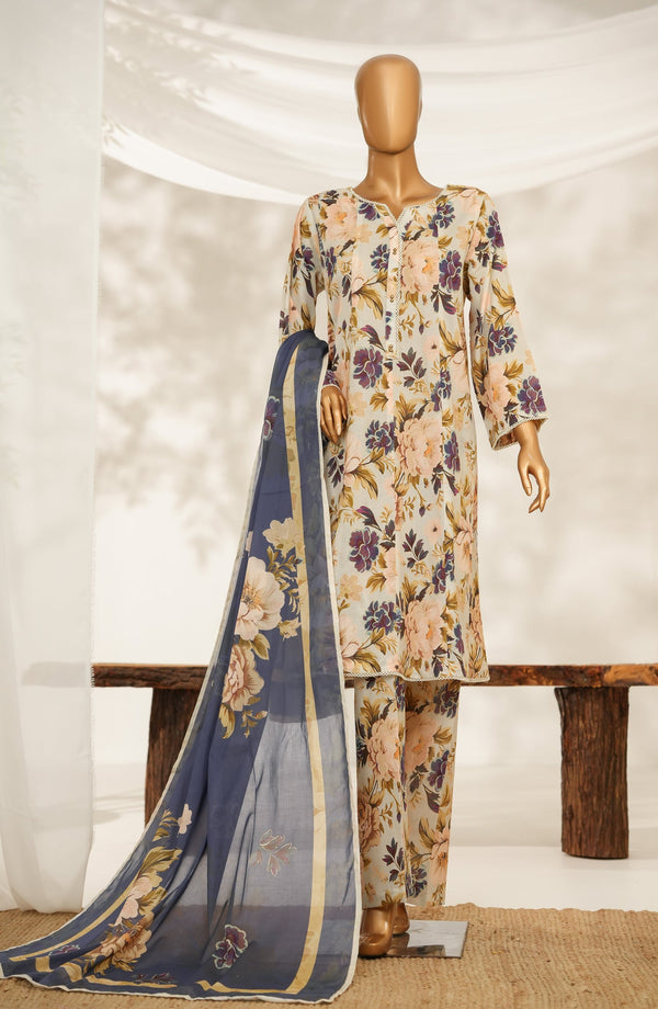Florenza by Amna Khadija Printed Lawn Stitched 3 Piece Suit - AKF-03 - AM25FLZ - Fawn - Summer Collection