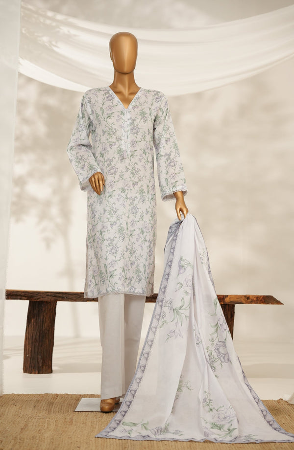 Florenza by Amna Khadija Printed Lawn Stitched 3 Piece Suit - AKF-06 - AM25FLZ - White - Summer Collection