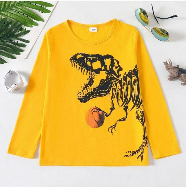 Baby Nest T-Shirts For Kids Football Dino Printed Graphic Full Sleeves T-shirt for Boys