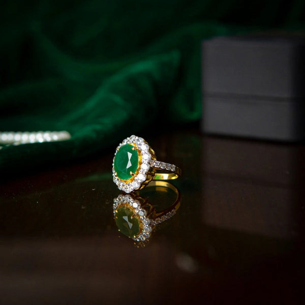 YKL Jewellers Ring Collection GREEN EMERALD OVATE RING