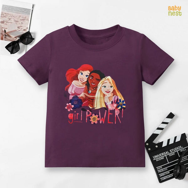 Baby Nest T-Shirts For Kids Girl Power Half Sleeves T-shirts For Kids Purple- SBT-367