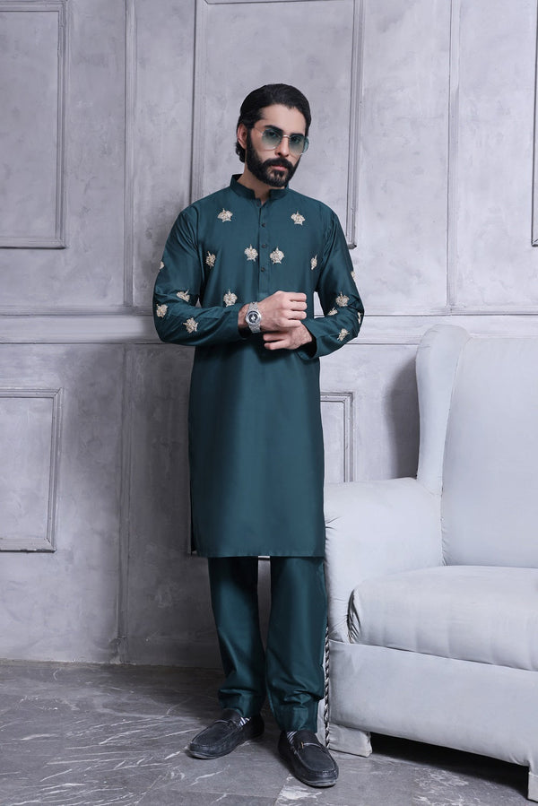 TGM Fancy Mens Shalwar Kameez Green Bristle