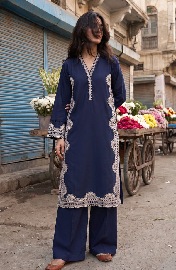 Gul e Jana Embroidered Cotton Stitched 2 Piece Co-ord Set - GJ-02 - GLJ26 - Blue - Summer Collection