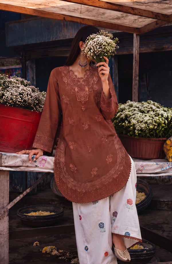 Gul e Jana Embroidered Cotton Stitched 2 Piece Co-ord Set - GJ-04 - GLJ26 - Rust - Summer Collection