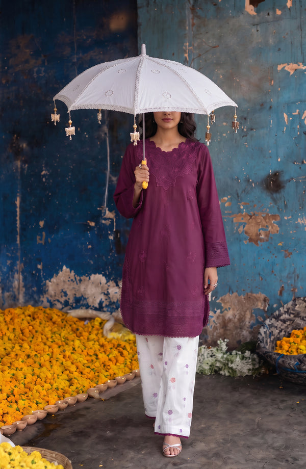 Gul e Jana Embroidered Cotton Stitched 2 Piece Co-ord Set - GJ-05 - GLJ26 - Magenta - Summer Collection