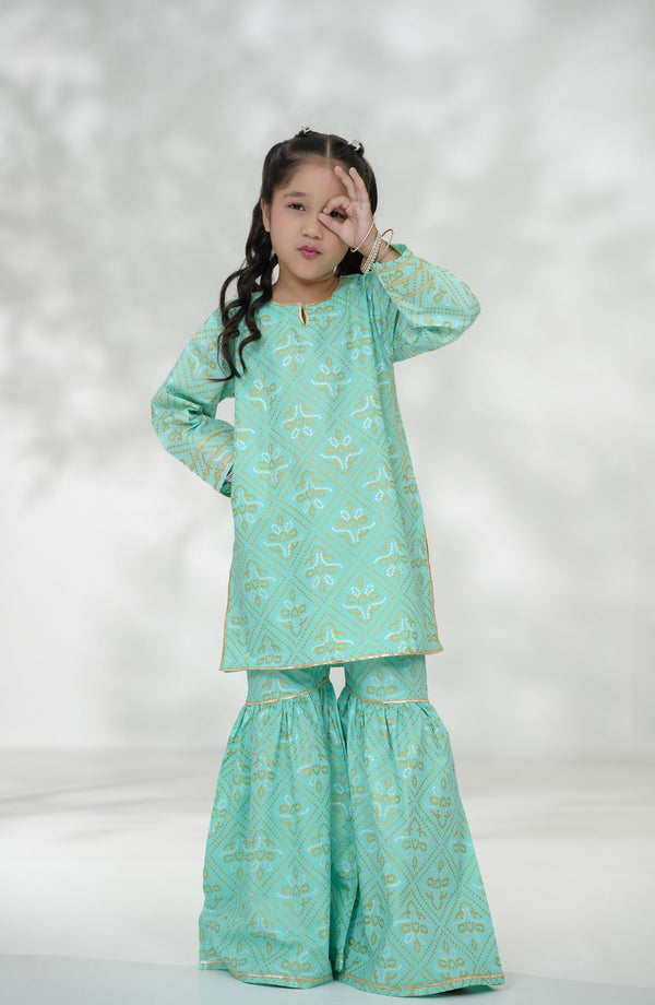 Souffle Guriya by Amna Khadija Printed Cotton Stitched 2 Piece Suit - SGF-06 - AM25SOFG - Blue - Summer Girls Collection