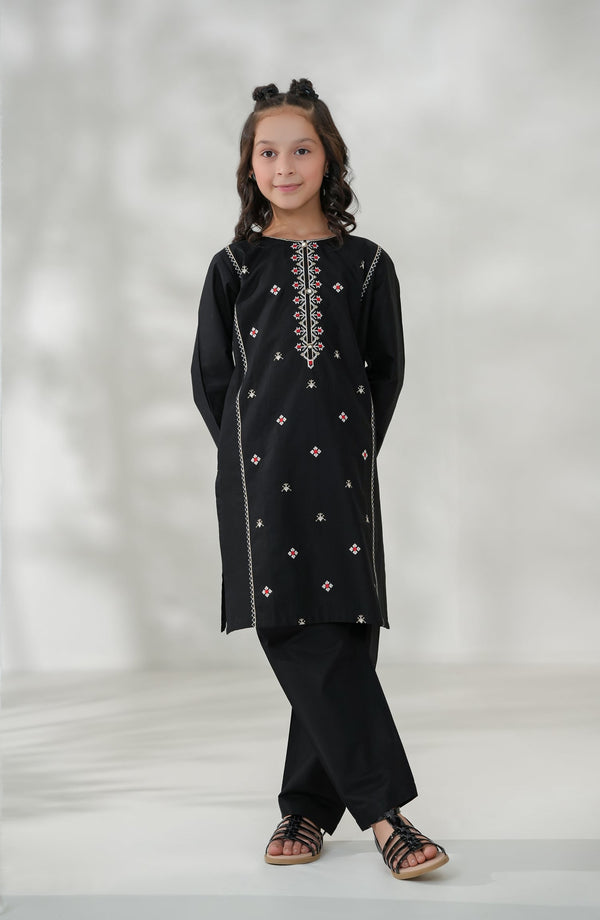 Souffle Guriya by Amna Khadija Embroidered Cotton Stitched 2 Piece Suit - SGF-07 - AM25SOFG - Black - Summer Girls Collection