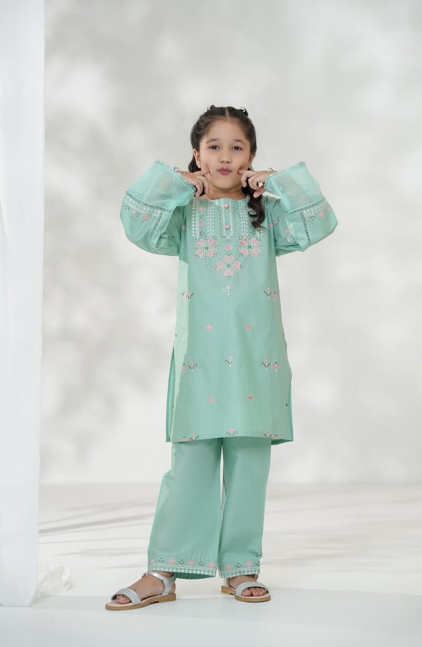 Souffle Guriya by Amna Khadija Embroidered Cotton Stitched 2 Piece Suit - SGF-10 - AM25SOFG - Blue - Summer Girls Collection