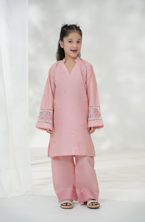 Souffle Guriya by Amna Khadija Embroidered Cotton Stitched 2 Piece Suit - SGF-14 - AM25SOFG - Pink - Summer Girls Collection