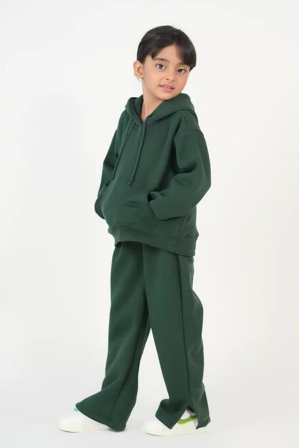 Sprinkles Kids Winter Collection Hoodie With Slit Open Flared Pants – Dark Green