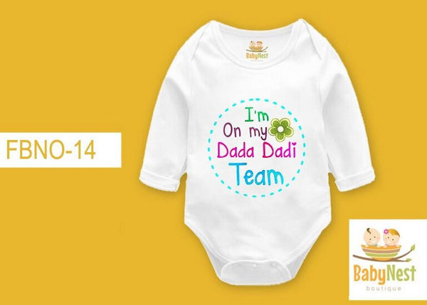 Rompers By Baby Nest I'M ON MY DADA DADI – (White) RBT FBNO-14-Full Sleeves Onesie