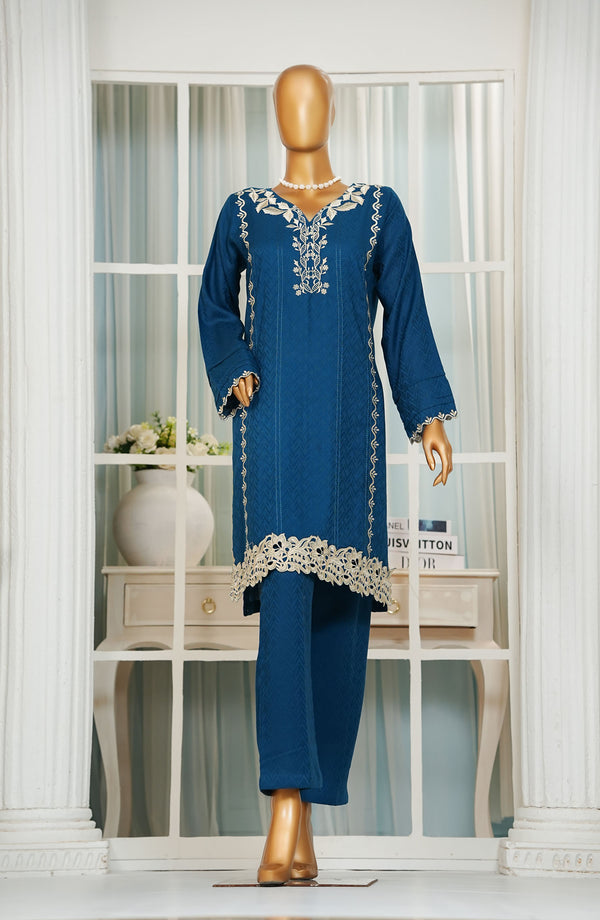 Kaya by Amna Khadija Premium Embroidered Cutwork Jacquard Cambric Stitched 2 Piece Suit - KEE-01 - Blue