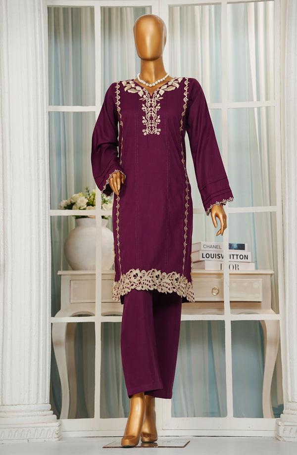 Kaya by Amna Khadija Premium Embroidered Cutwork Jacquard Cambric Stitched 2 Piece Suit - KEE-02 - Purple