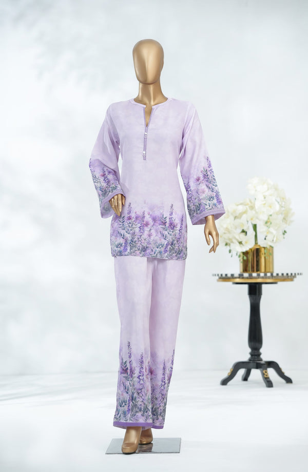 Keran Women by Amna Khadija Digital Printed Swiss Poly Cambric Stitched 2 Piece Suit - KW-07 - AM25WKR - Purple - Casual Collection