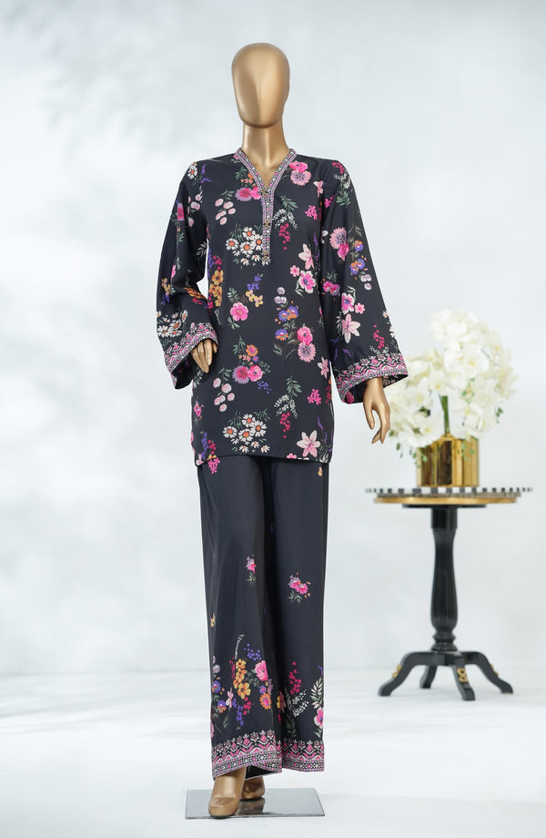 Keran Women by Amna Khadija Digital Printed Swiss Poly Cambric Stitched 2 Piece Suit - KW-08 - AM25WKR - Black - Casual Collection