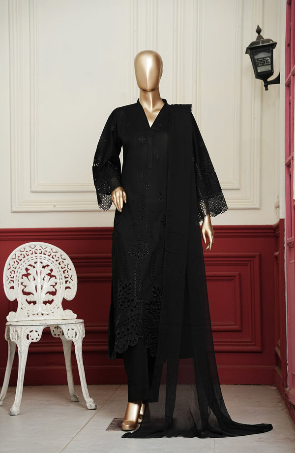 Koyal Monochrome by Amna Khadija Embroidered Lawn Stitched 3 Piece Suit - AKPKME-02 - AKP26KOM - Black - Summer Collection