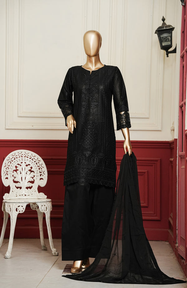 Koyal Monochrome by Amna Khadija Embroidered Lawn Stitched 3 Piece Suit - AKPKME-05 - AKP26KOM - Black - Summer Collection