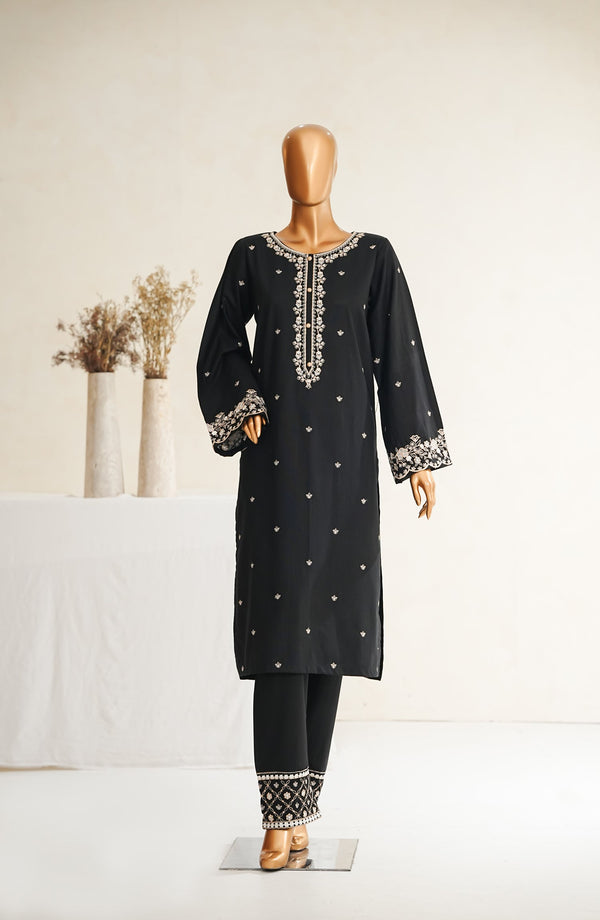 Maanavi by Amna Khadija Luxury Embroidered Khaddar Stitched 2 Piece Suit - MEK-05 - AM25MEKH - Black - Winter Collection