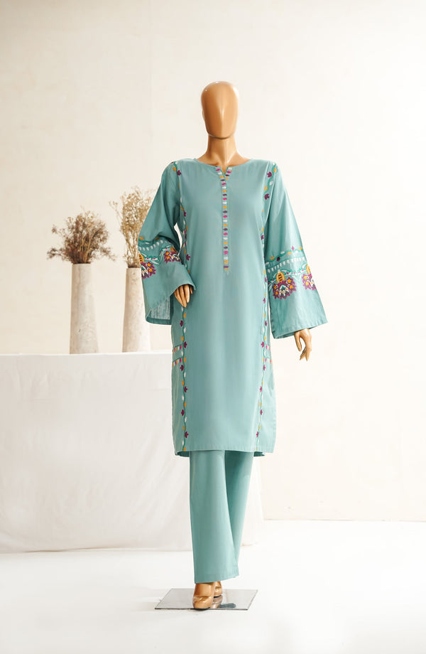 Maanavi by Amna Khadija Luxury Embroidered Khaddar Stitched 2 Piece Suit - MEK-01 - AM25MEKH - Blue - Winter Collection