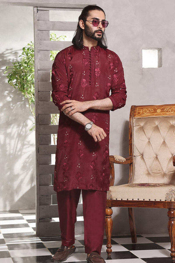 TGM Fancy Kurta Pyjama Collection 2023 Maroon Bone