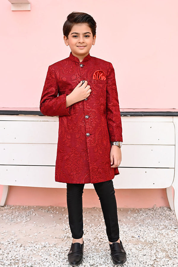 Exclusive Kids Sherwani Collection Vol 02 Maroon Sequence Sherwani - S8