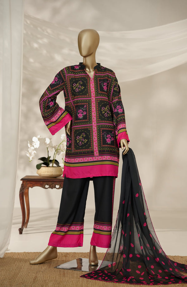 Maya D-Print by Amna Khadija Printed Poly Cambric Stitched 3 Piece Suit - MPC-01 - AM25MAYD - Black - Summer Collection
