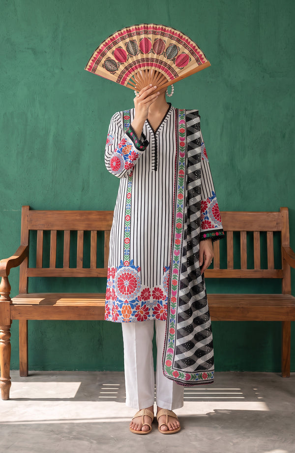 Mehar Embroidered Cotton Stitched 3 Piece Suit - MHER-09 - MHER26 - Multi - Summer Collection