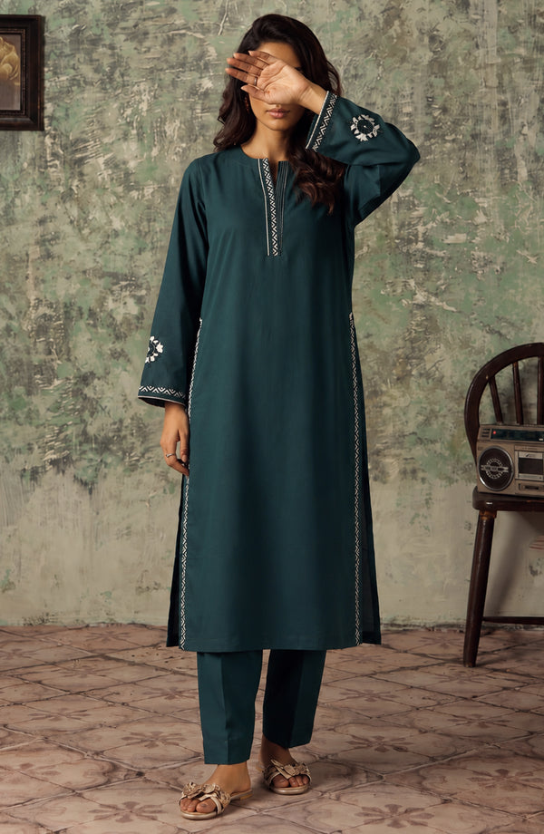 Miras Embroidered Cotton Stitched 2 Piece Co-ord Set - MRAS-04 - MRAS26 - Green - Summer Collection