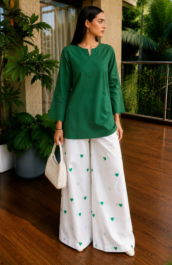 Mohabbat ki Kahani Embroidered Cotton Stitched 2 Piece Co-ord Set - MKK-03 - MBTK26 - Green - Summer Collection