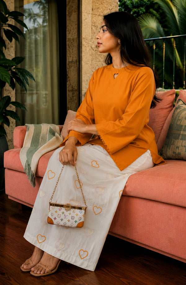 Mohabbat ki Kahani Embroidered Cotton Stitched 2 Piece Co-ord Set - MKK-04 - MBTK26 - Orange - Summer Collection