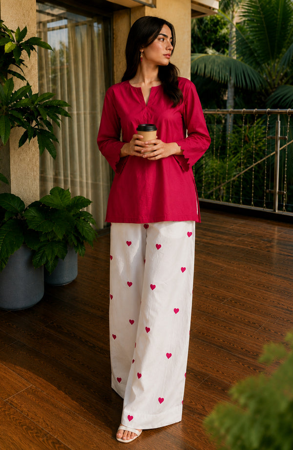 Mohabbat ki Kahani Embroidered Cotton Stitched 2 Piece Co-ord Set - MKK-05 - MBTK26 - Pink - Summer Collection