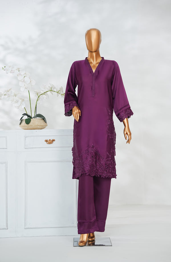 Mohar by Amna Khadija Embroidered Shamooz Silk Stitched 2 Piece Suit - AKMS-05 - Purple - Winter Collection