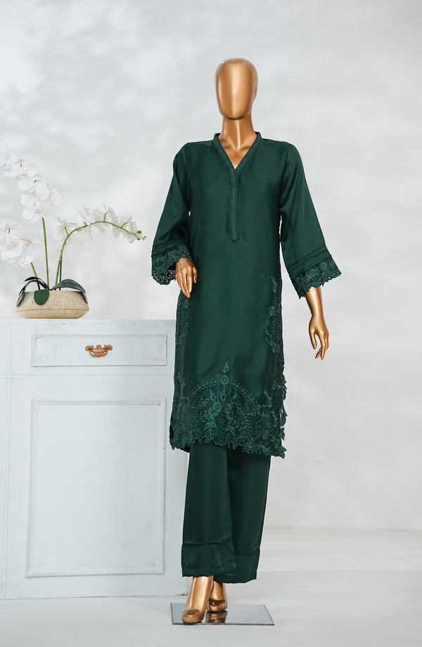 Mohar by Amna Khadija Embroidered Shamooz Silk Stitched 2 Piece Suit - AKMS-06 - Green - Winter Collection