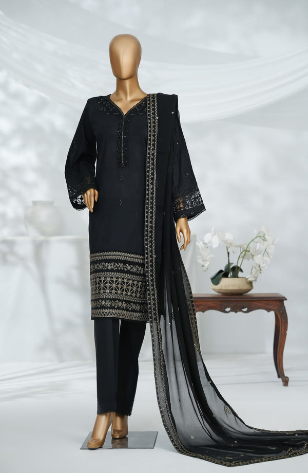 Morich by Amna Khadija Embroidered Cotton Stitched 3 Piece Suit - AZ EX-01 - AM25RIC - Black - Luxury Festive Collection