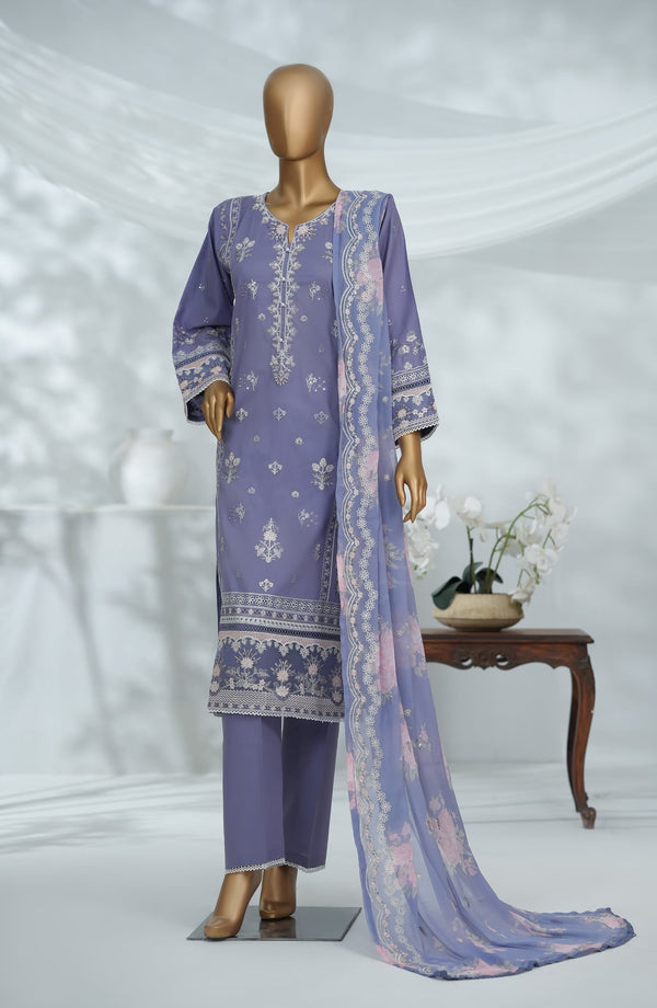 Morich by Amna Khadija Embroidered Cotton Stitched 3 Piece Suit - Rang e Haya-B - AM25RIC - Purple - Luxury Festive Collection