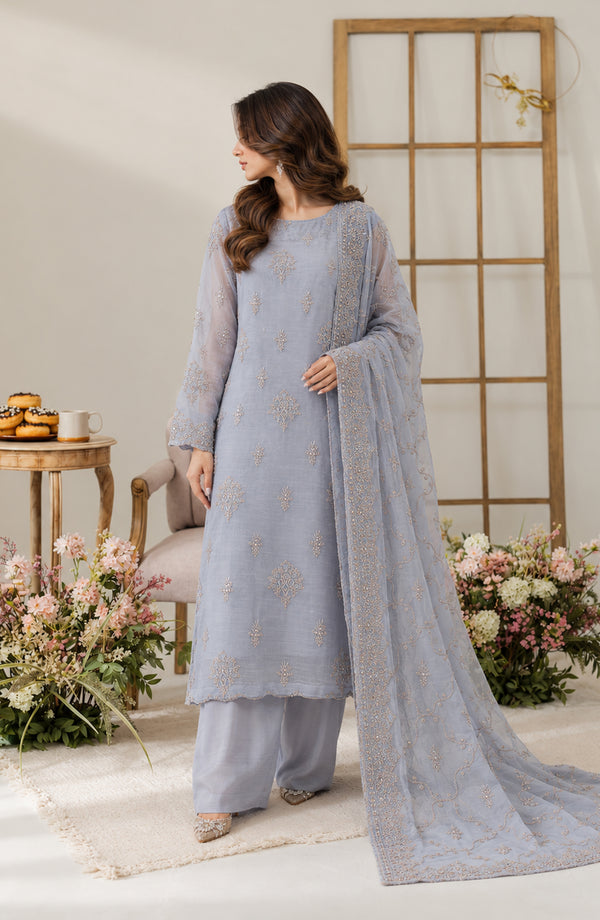 Muse Embroidered Silk Unstitched 3 Piece Suit - AKMF-17 - AM26MST - Blue - Formal Collection