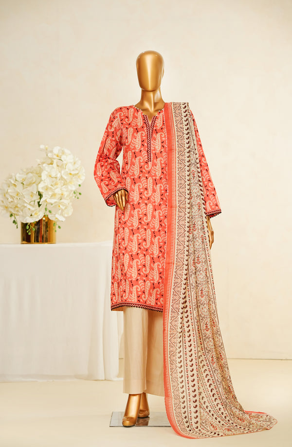 Nissa Floral by Amna Khadija Printed Cotton Cambric Stitched 3 Piece Suit - NF- 14 - Pink - Casual Collection