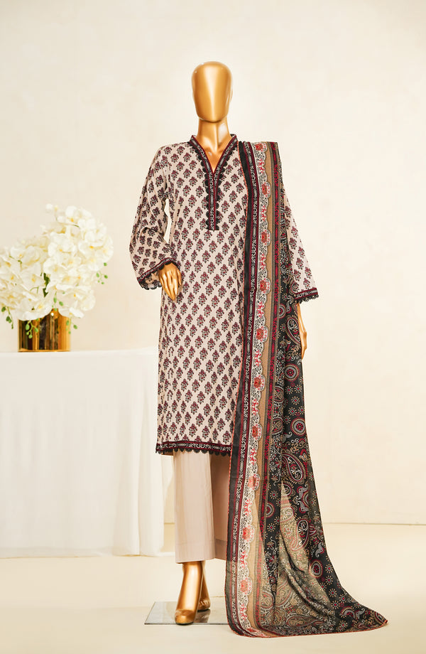 Nissa Floral by Amna Khadija Printed Cotton Cambric Stitched 3 Piece Suit - NF- 10 - Purple - Casual Collection