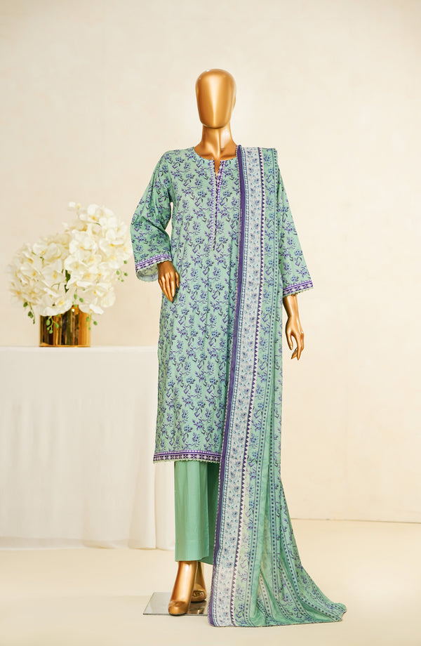 Nissa Floral by Amna Khadija Printed Cotton Cambric Stitched 3 Piece Suit - NF- 11 - Blue - Casual Collection